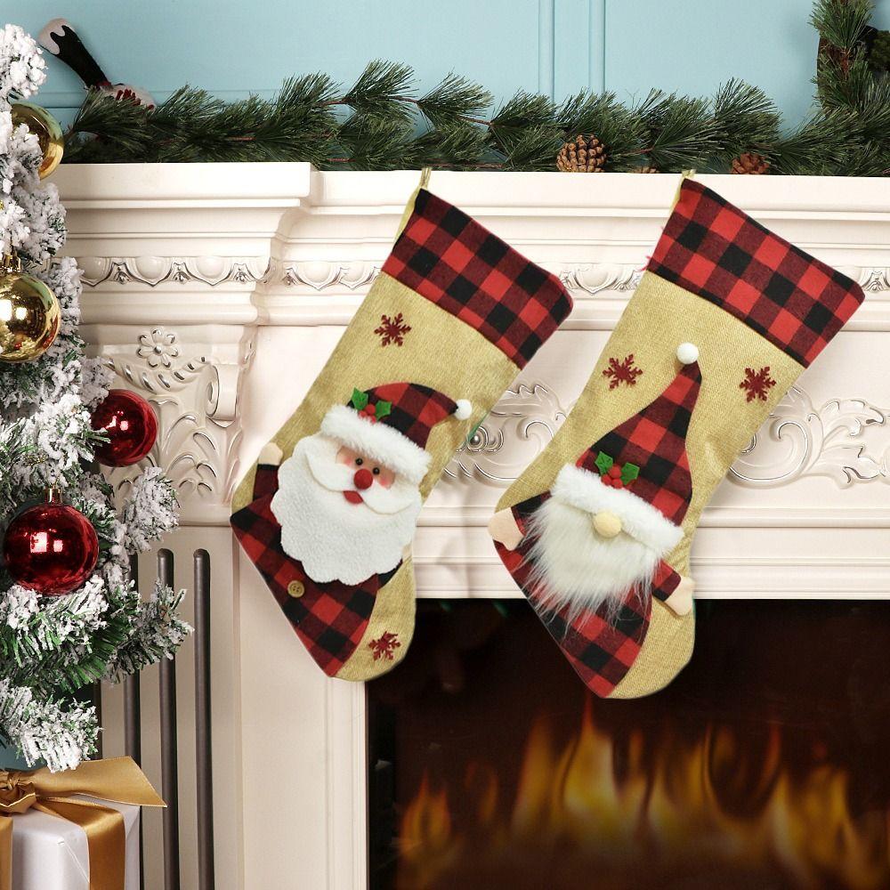 Hanging Christmas Gift Socks Large Size Xmas Gift Bag Navidad Christmas Stocking  Christmas Decor