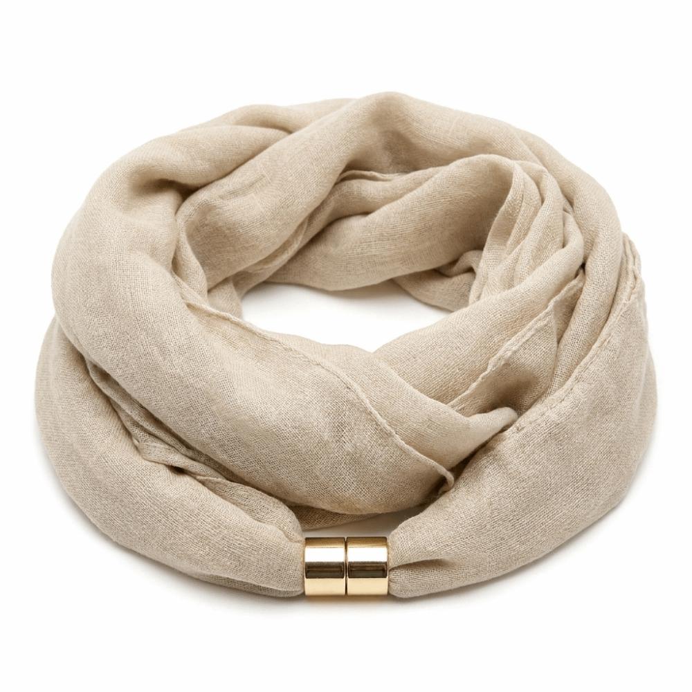 Soft Satin-Texture Magnetic Buckle Scarf Wrinkle-Resistant Neck Warmer Elegant Neck Scarf Gift