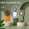 Cartoon Foldable Mini Fan USB Rechargeable Handheld Desktop Fan with Hook Portable Cooling Fan for Outdoor Travel Home Office