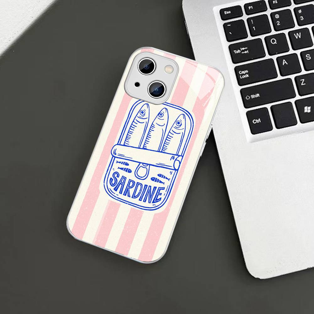 

Sardines Retro Art Seafood Tempered Glass For Iphone 14 13 12 11 Pro Mini XS MAX 14Plus X XS XR Fundas iphone 13