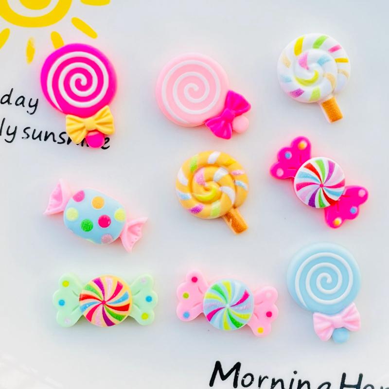 20 Pcs New Cute Kawaii Cartoon Candy Lollipop Resin Cabochon Scrapbooking Diy Jewelry Earwear Craft Decoration Accessories A100