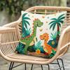 1Pc Cartoon Dinosaur Jungle Print Throw Pillow Cover,Suitable For Sofa,Bedroom,Living Room,A Fun Gift For Dinosaur Lovers