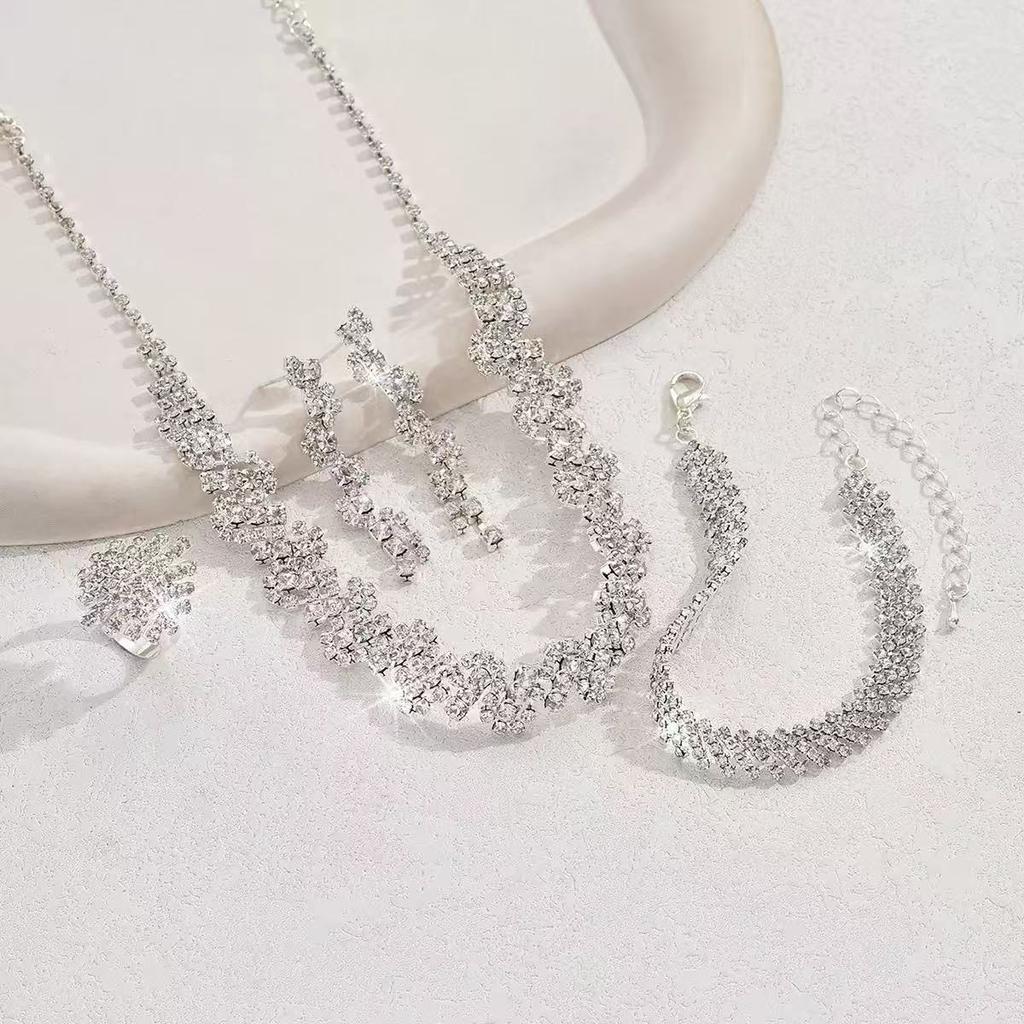 Fashion Rhinestone Necklace Set 4 - Piece Irregular Shape Minimalist Jewelry for Women Daily Wear