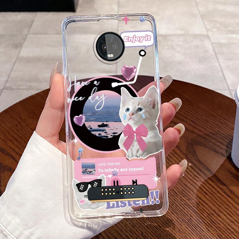 Jelly Casing For Motorola Moto Z3 Play Funda Coque Clear Silicone Soft TPU Back Cover Cute Cat Rabbit Heart Protective Case Capa