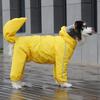 Four-Legged Dog Raincoat Gender Specific Design Full Coverage Dog Raincoat Pet Apparel Hood with Clear Visor for Large Dogs