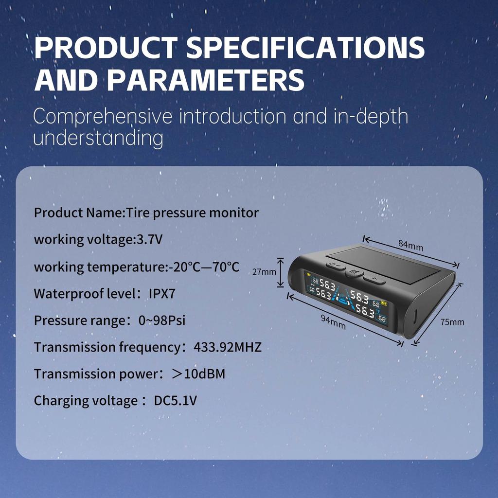 Solar Tire Pressure Monitoring System with External Sensors
