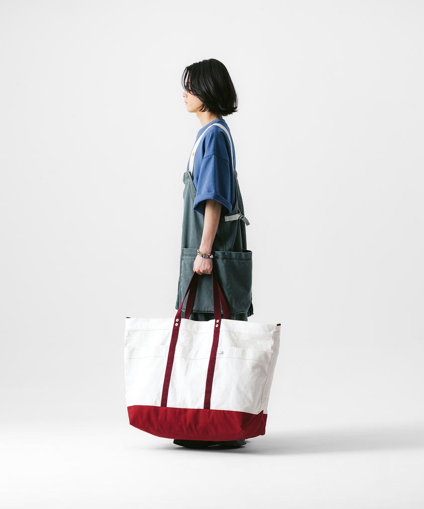 Anglan Around Canvas Big Tote Bag - Burgundy