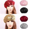 Solid Color Shining Beret Hat Chic Shiny Painter Hat Trendy Women's Sequin Beret  Night Club