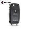 KEYYOU NIEUWE 2 Knops Klapbare Flip Afstandsbediening Sleutel Vervangende Behuizing FOB Shell Voor Vw Voor VOLKSWAGEN Transporter T5 Polo G Ongeknipt Mes