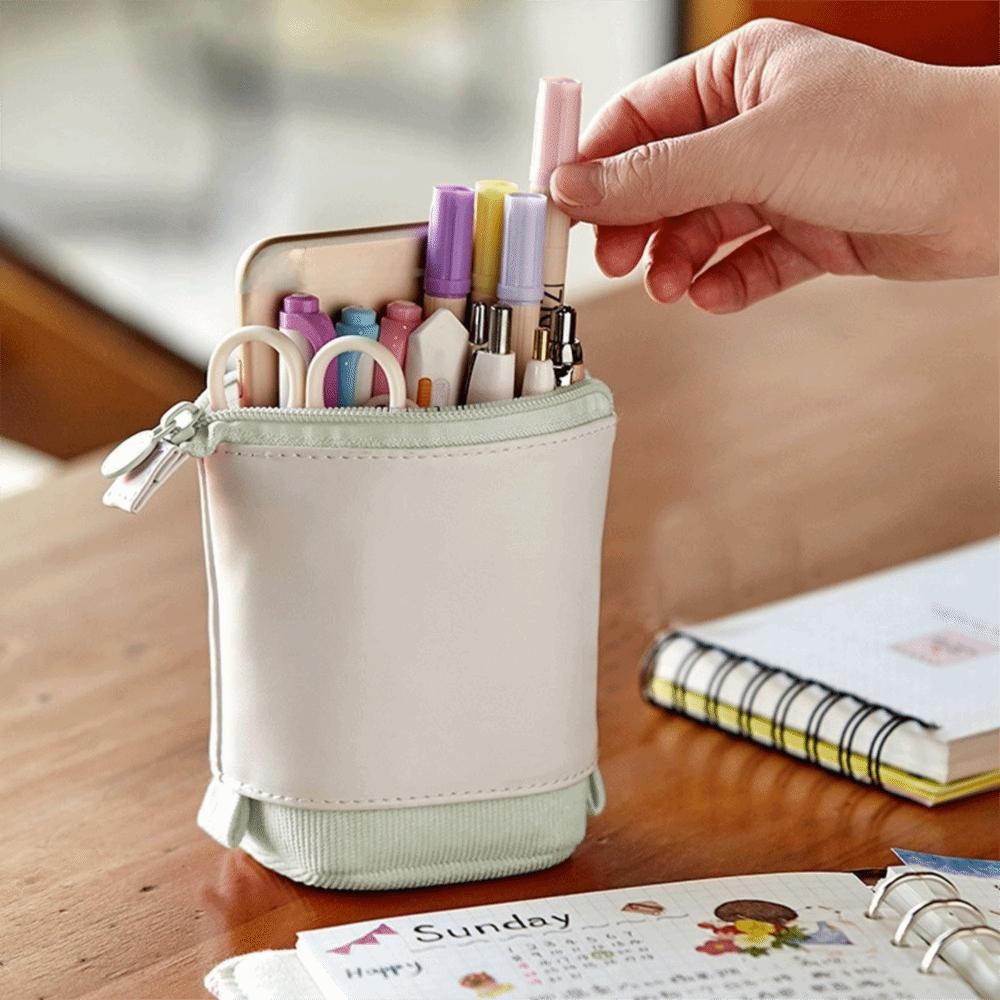 Adjustable Height Vertical Stationery Bag Multi-functional Storage Pouch  Office Sorting зелёный