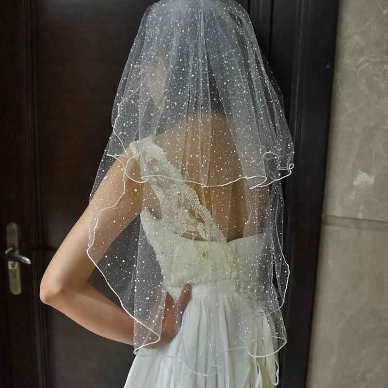 Short Wedding Veil for Bride White Bridal Veil Bachelorette Party Veil Headpiece Engagement Event Formal Veil Headdress