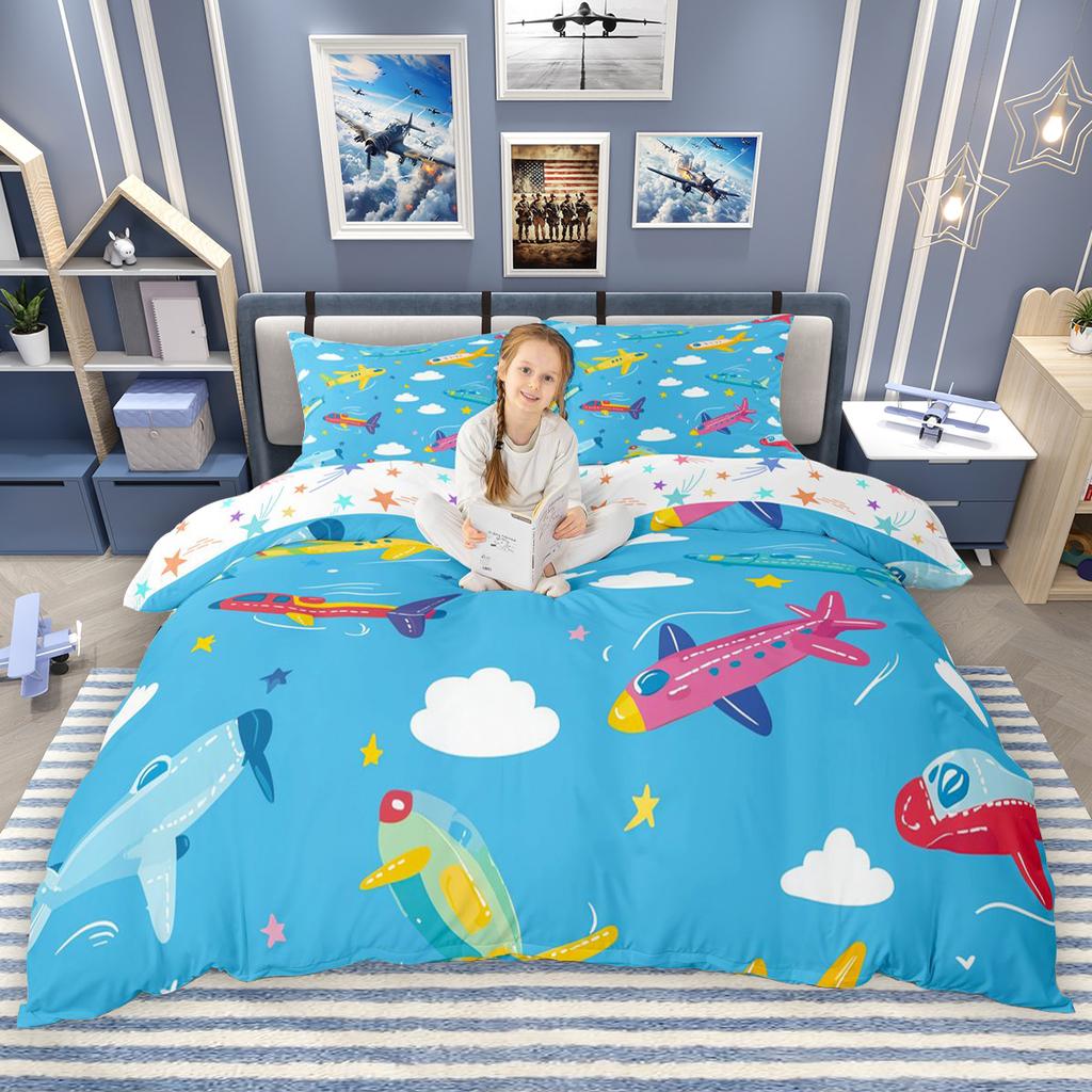 Comforter Homewish Cartoon Airplane For Children Transportation Theme Bedding Set Aircraft Plane Comforter Set