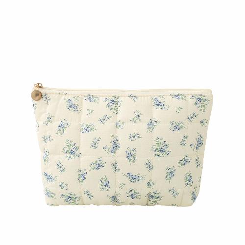 New Floral Quilted Large Plaid Cosmetic Bag Large-capacity Three-dimensional Hand-held Bubble Grid Fashion Pleated Storage Toiletry Bag