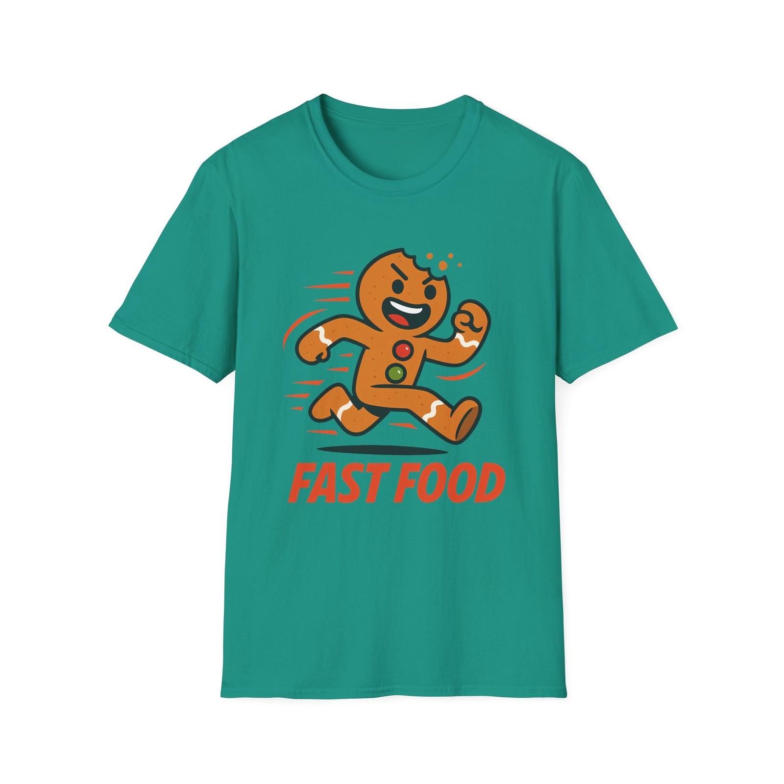 Unisex Softstyle T-Shirt Mens Womens Tees Top Funny Gingerbread Man Running Christmas Holiday Graphic 4XL