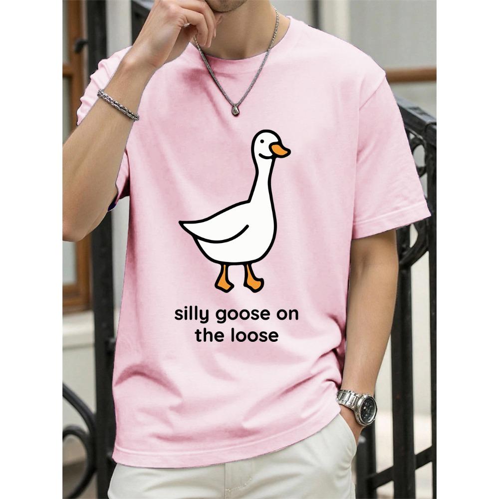 Sillu Goose On The Loose Printed T-Shirts Women Summer Cotton Short Sleeve T Shirt O-Neck Soft Oversize Tops Basic Woman Clothes