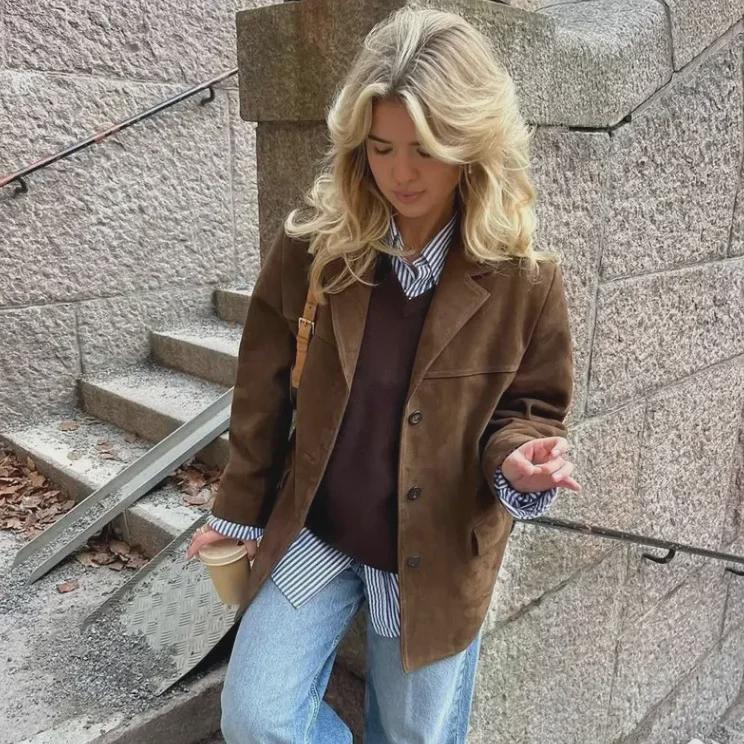 European and American Women's Retro Suede Jacket