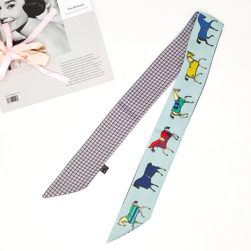 Classic New Long Small Silk Scarf, Decorative Slender Tied Bag Silk Scarf Small Ribbon Scarf Small Streamer Women's Scarf