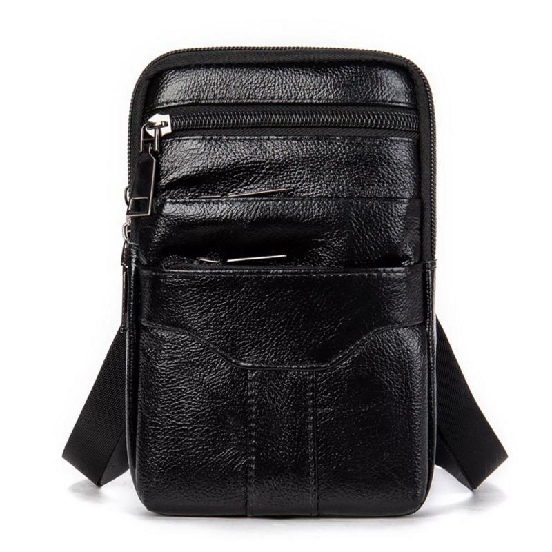 Men's Genuine Leather Crossbody Shoulder Bag Small Multi-pocket Messenger Bag