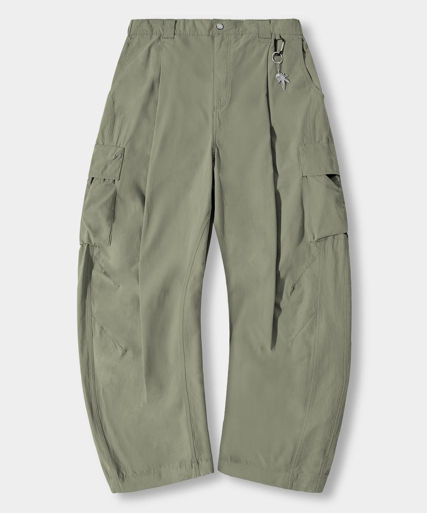 Dimiteulibeullaeg [Summer] Vlad Curved Elastic Waist Cargo Pants_Khaki