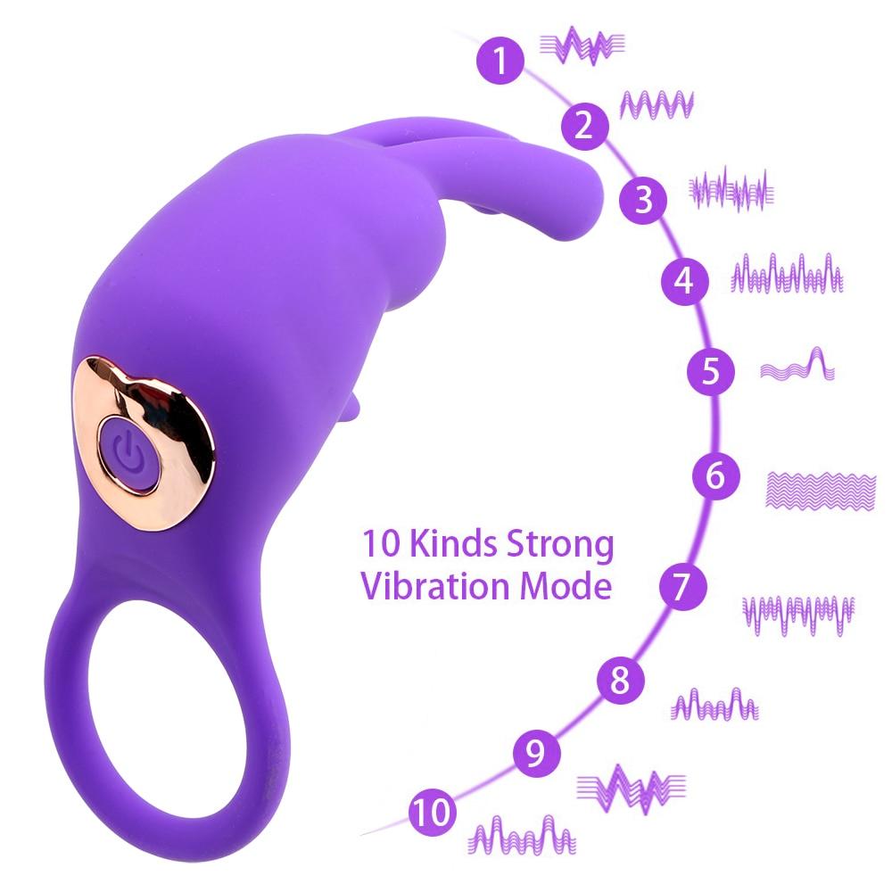 10 Speeds Clitoris Stimulation Massager Vibrator Sex Toy for Men Couple Delay Ejaculation Penis Ring Vibrating Cock Rings