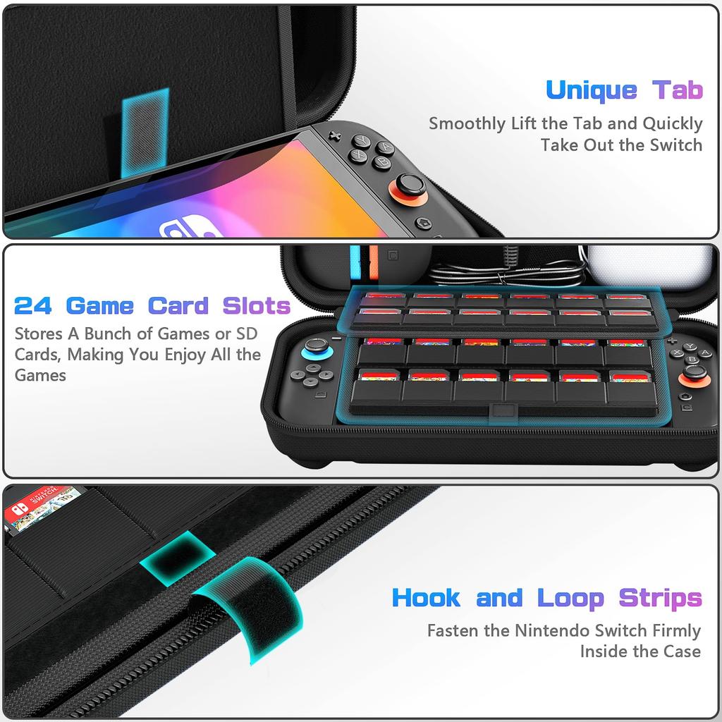 Release in Switch 2 Compatible Switch Protective Storage Nylon Full Large Holds 24 Game Travel Carrying Small Item Convenient to Carrying Case for