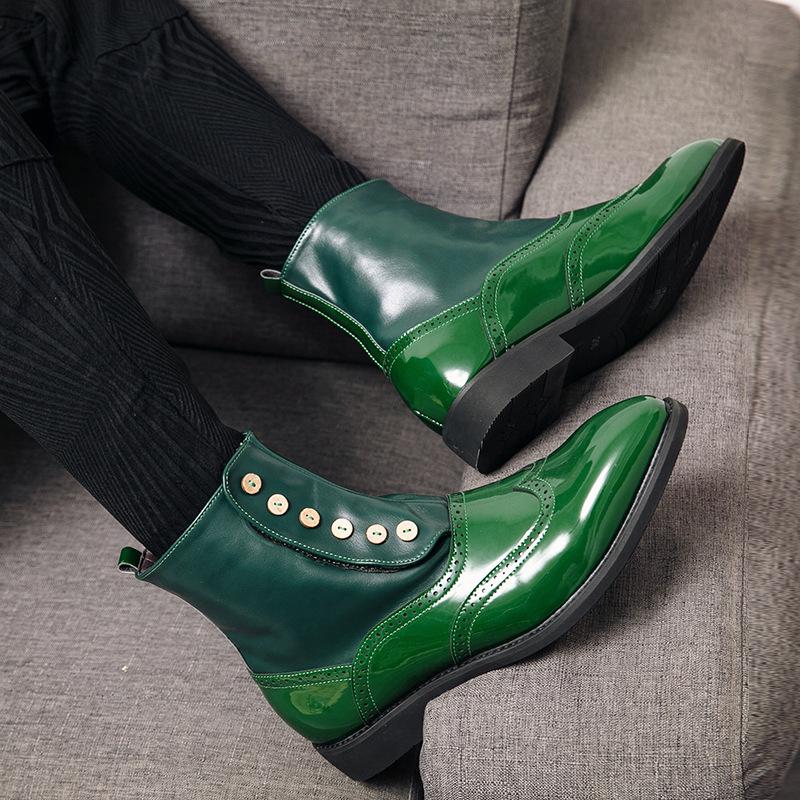 Men's Large Size Brogue Chelsea Ankle Boots - Trendy British Casual Shoes