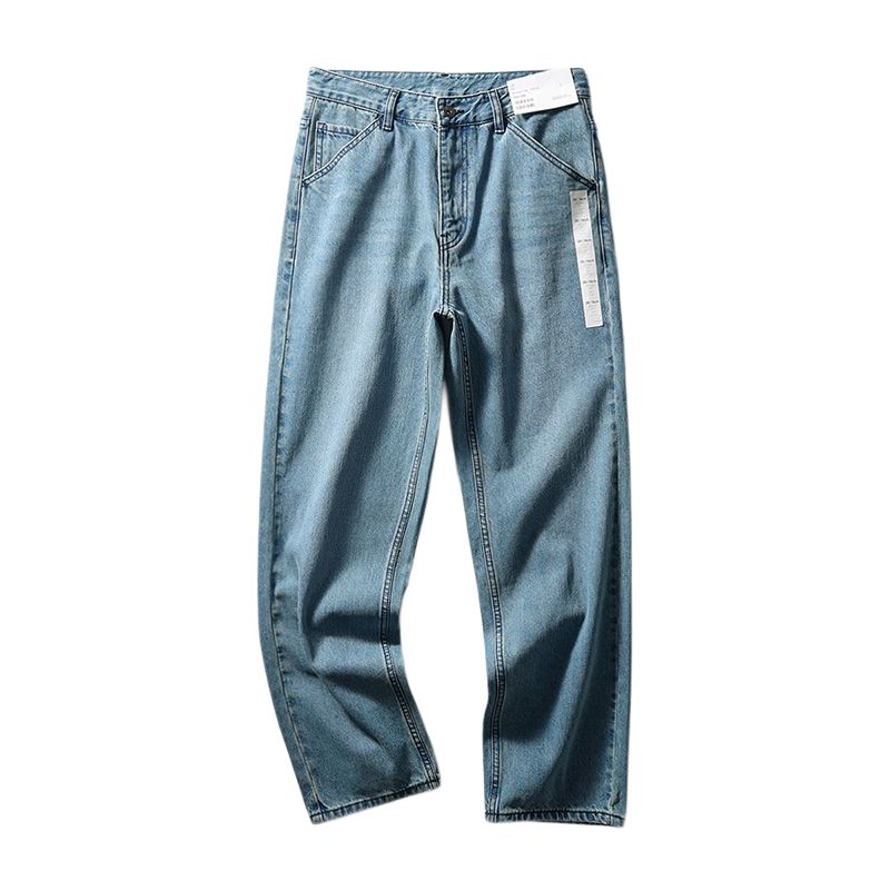 American Retro White Denim 2024 New Arrival Men's Straight-leg Light Color and Water Scrubbing Pants Export Men's Pants Casual Pants