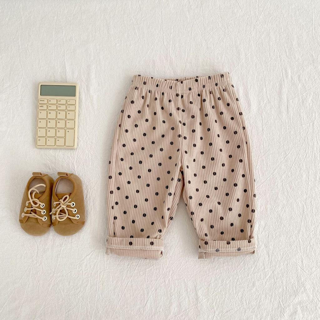 2025 Autumn Baby Pants Boys and Girls Korean Version Loose Polka Dot Corduroy Fashion Casual Sports Pants