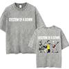T-shirt Vintage Lavé System Of A Down Homme Rétro Rock Metal T-shirts Oversize Homme Décontracté Coton Haute Qualité