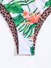 2024 Summer Double-Sided Print Bandeau High Waist Backless Bikini Swimsuit