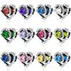 Copper 1-12 Months Charms Heart Lucky Stone Beads Zircon Pendants Fit Bracelets Necklaces Diy Jewelry Birthday Gift