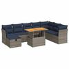 VidaXL Garden Lounge Set with Cushions 9pcs Brown Wicker Acacia, Outdoor Sofa Set, Garden Lounge, 3327992