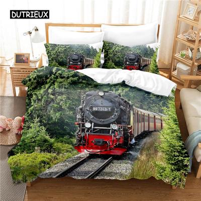 Zug-Bettwäsche-Set Bettbezug-Sets 3D-Bettwäsche Digitaldruck Bettwäsche Queen-Size-Bettwäsche-Set Mode-Design
