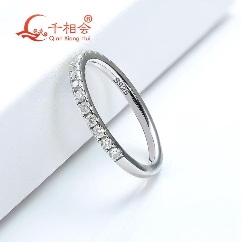 1.8mm Half Eternity and Half Prime Ring Band 925 Silver White D VVS Round Moissanite Diamond Jewelry Gift Dating Party Women 5