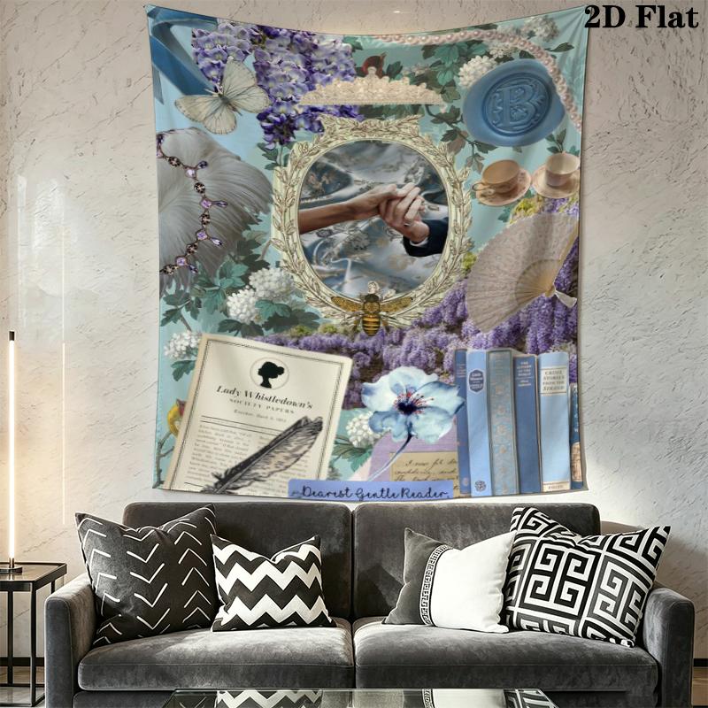 Bridgerton Wall Tapestry Aesthetic Wall Hanging Printed Fabric Blanket Decorative Tapestries for Bedroom Living Room Home Decor