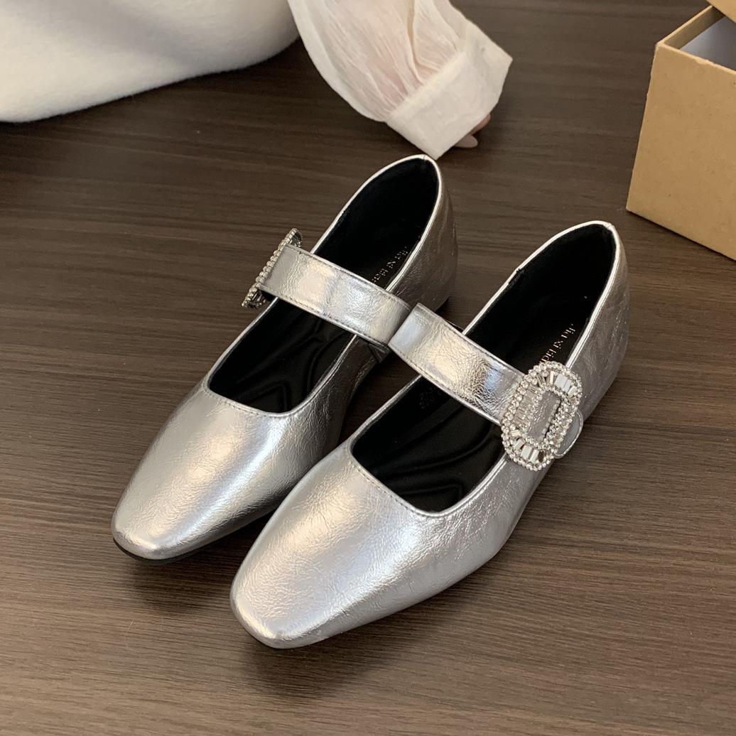 

Женские туфли-лодочки на толстой подошве с внутренней платформой серебристого цвета, новые весенне-осенние, с французским темпераментом, фея, для работы, Мэри Джейн 39 серебряный