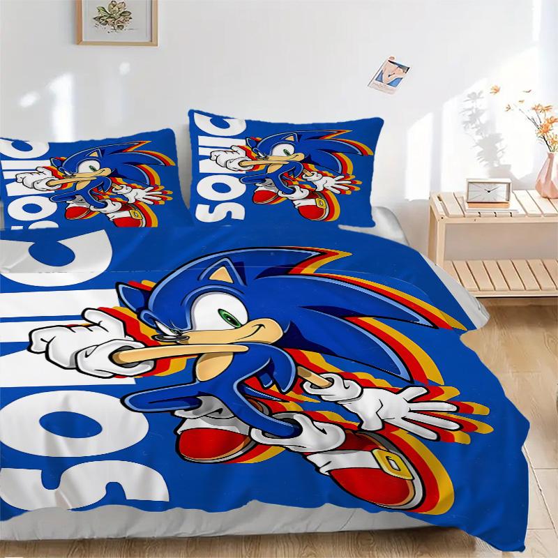 Sonic Hedgehog Artwork Print 3Pcs Bedding Setduvet Cover With 2 Bedropillowcase Home Birthday Gift