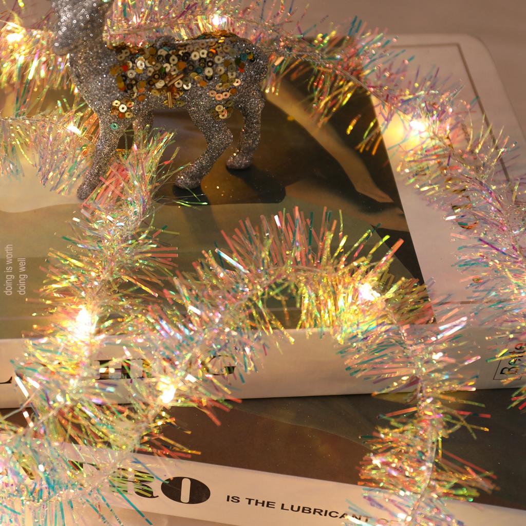 Christmas Iridescent Artificial Madder Colorful Foil Tassel Garland Christmas Tree Wedding Birthday Party Home Decor Supplies