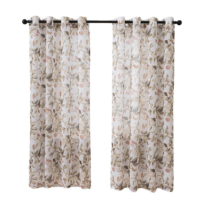 Ins Style Fresh Floral Sheer Curtain Door Panel Window Drapes No Drill Bedroom Living Room Balcony