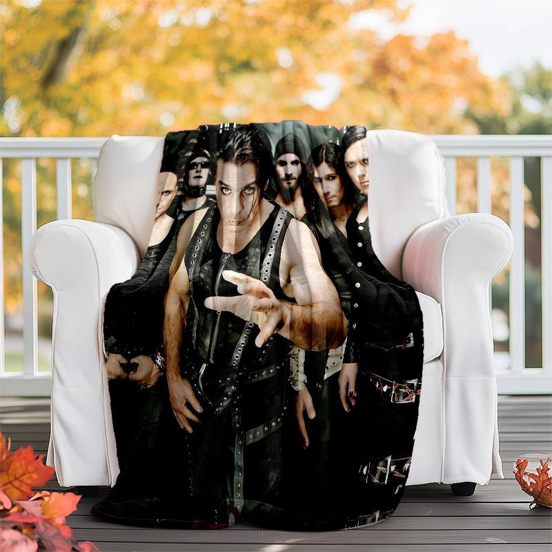 1pc Rammstein2 Theme Blanket - Digital Print, Polyester, Cozy for All Seasons, Perfect for Outdoor, Camping, and Travel