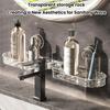 2Pcs Suction Cup Storage Holder Shower Shelf Strong Load-bearing Hollow Structure Design Bathroom Multi-Function Organizer