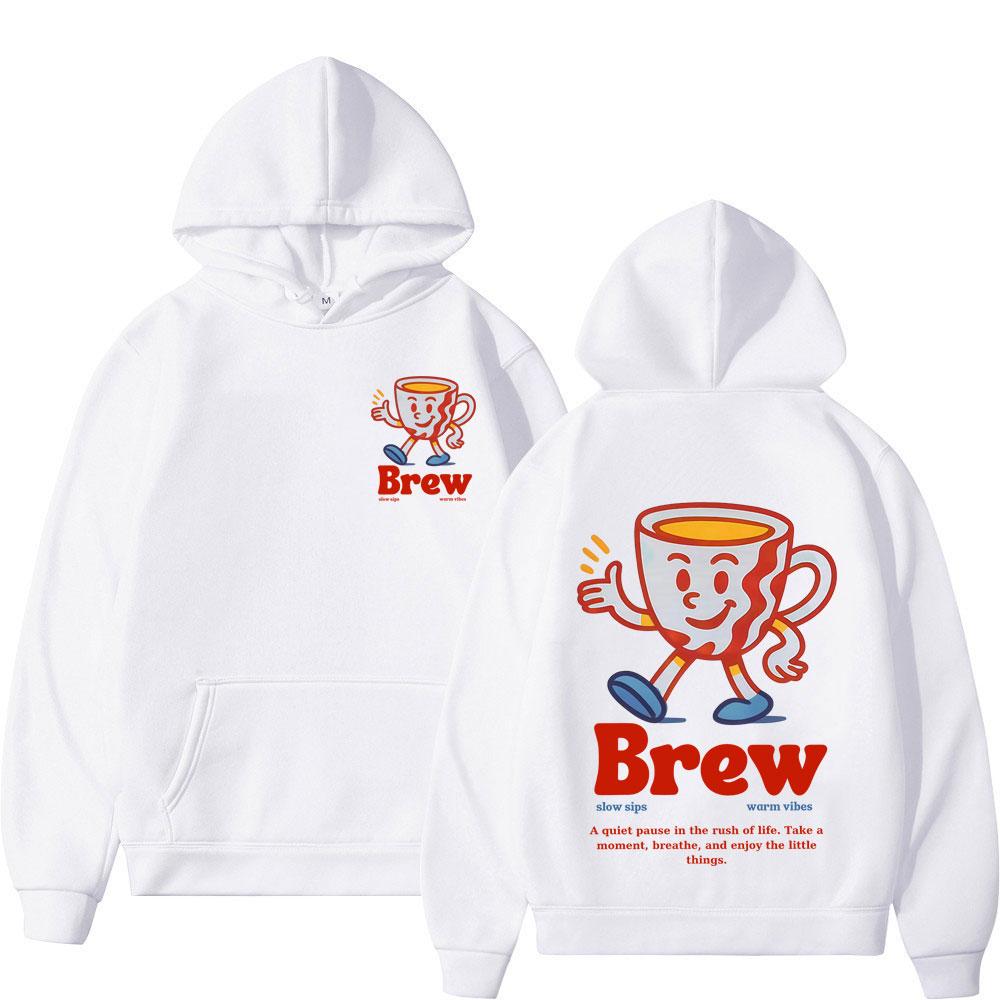 Brew Coffee Lover Fashion Graphics Hoodie Man Woman Vintage Pullover Long Sleeves Casual Oversized Sweatshirt