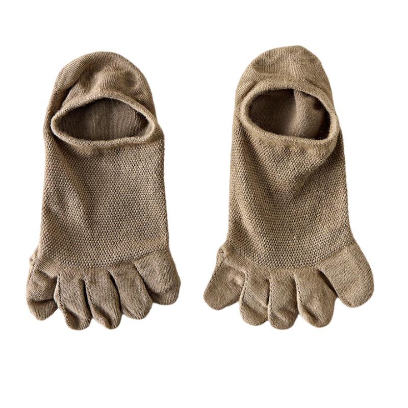 Men's Five-Toe Low-Cut Breathable Casual Socks - Solid Color, Versatile for Spring/Summer