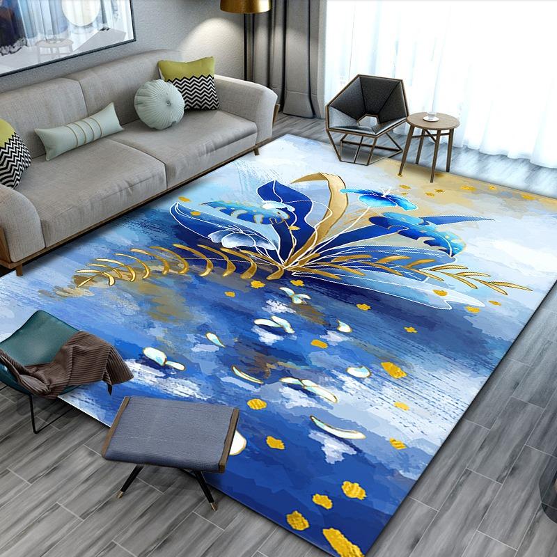 Europe Style Plume Leaf Butterfly Carpet Living Room Sofa Bedroom Bedside Study Entrance Door Rug Non-slip Luxury Home Decor Mat