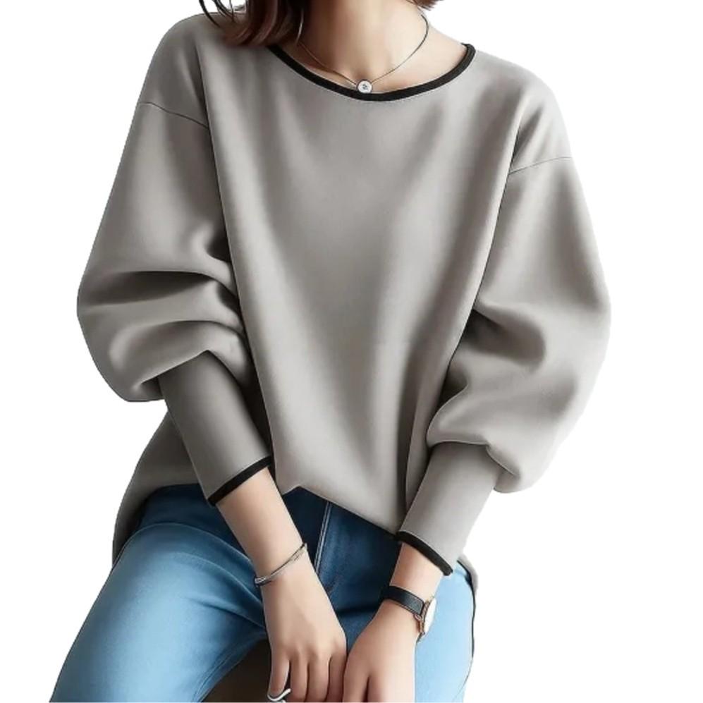 Spring Japanese Style Women's Round Neck Color Block Slimming Pullover Top - Available in 3 Colors