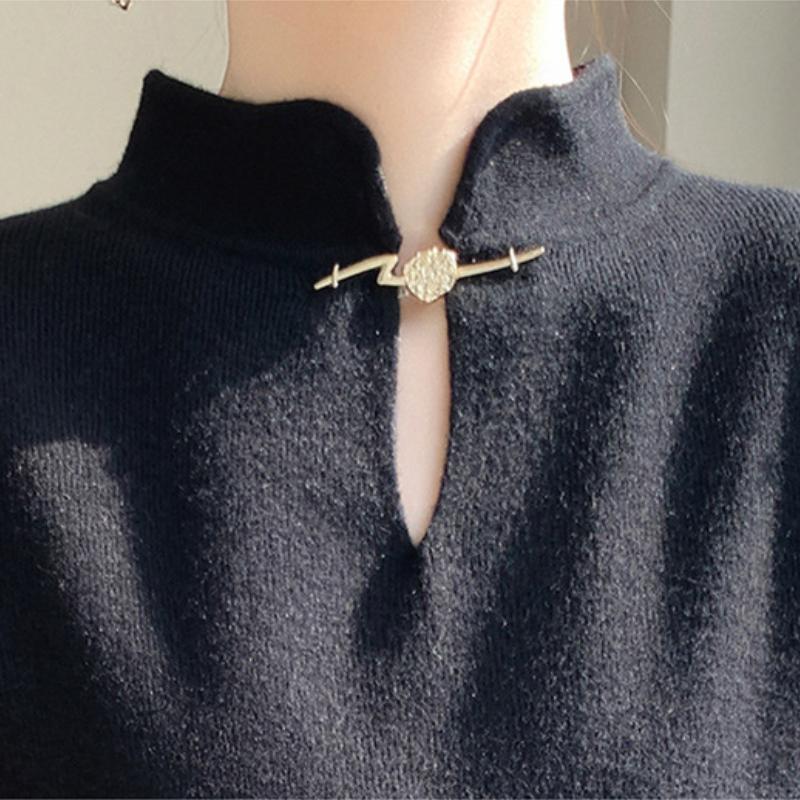 GMXIA Stand-up Collar Long-sleeved Knitted Bottoming Shirt Women's Semi-high Neck Jumper Slim Warm Inner Jumper Pretty Tops