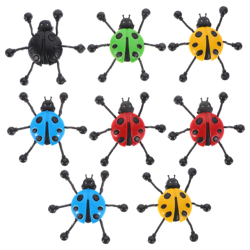 8 Pcs Climbing Wall Ladybug Animal Fidget Colorful Tpr Sticky Child