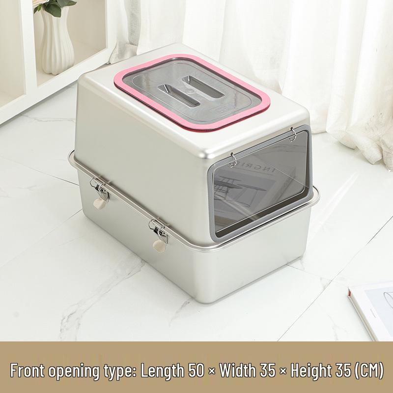 All-Steel Enclosed Stainless Cat Litter Box, Odor & Splash Proof, Extra Large