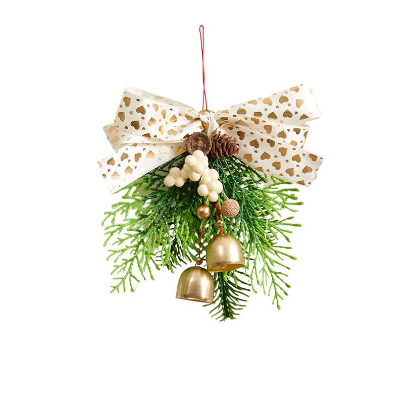 Christmas Jingle Bells Door Hanger Ornament Velvet Bow Pine Cone Bell Pendants For Christmas Decoration Christmas Gift Noel