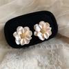 18k Gold Plated Resin Camellia Stud Earrings, Sweet Fresh Flower Earrings For Women Elegant Daily Jewelry